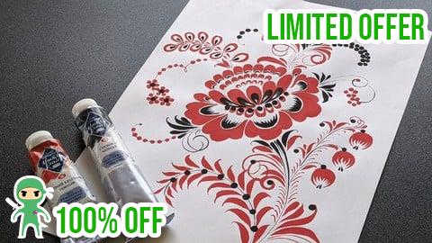 Free Coupon Botanical Folk Art: How to Paint Decorative Tulip And Peony
