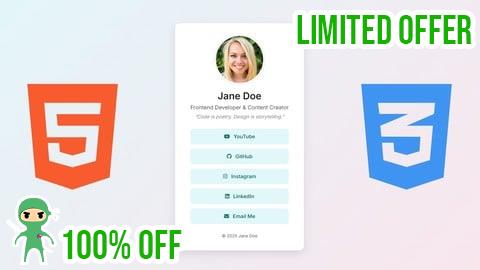 Free Coupon Create Your Own Link-in-Bio Website with HTML & CSS